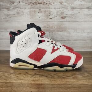 Nike Air Jordan 6 Retro Carmine Red White   GS Kids Size 6.5y Womens 8